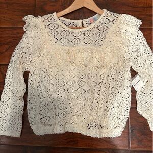 Free People crochet ivory blouse. NWT